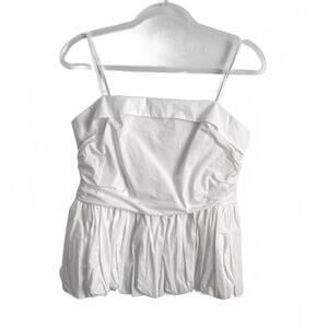 Pinch | Women’s White Strappy Pleated Tank Blouse Size L